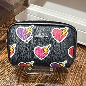 Coach Black Wallet with Heart and Lightning Design